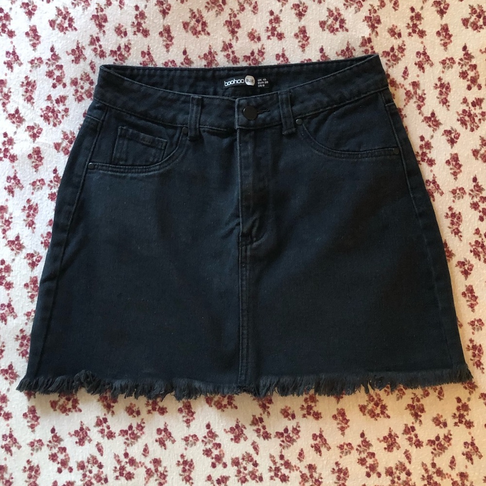 BooHoo Black Denim Mini Skirt